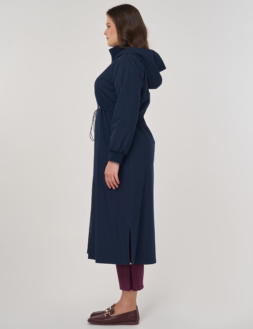 Hooded Stand-Up Jacket in Dark Navy