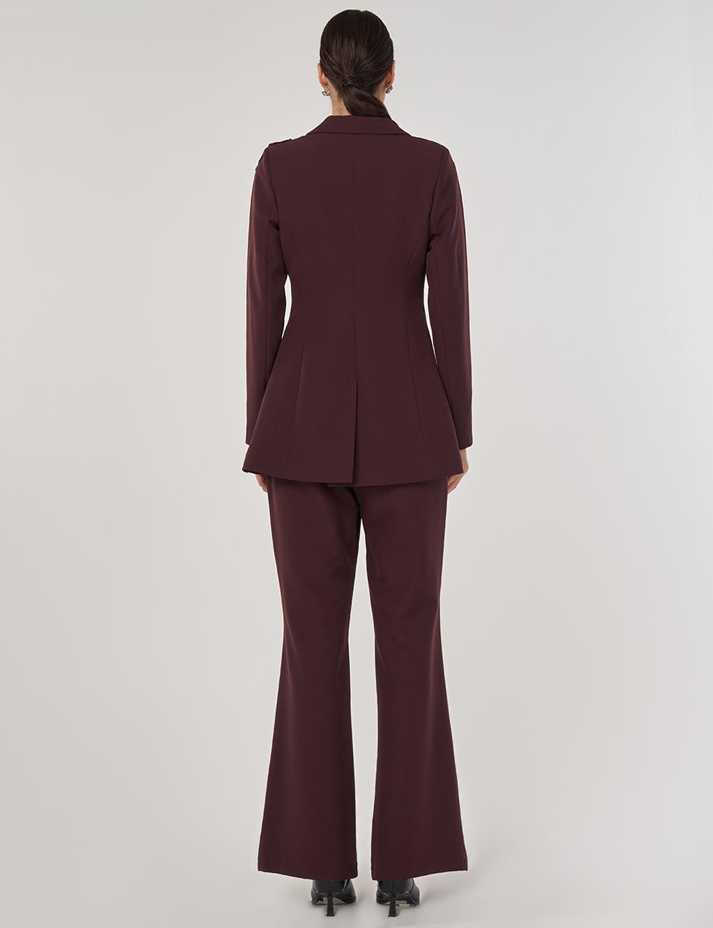Embroidered Two-Piece Suit in Dark Burgundy
