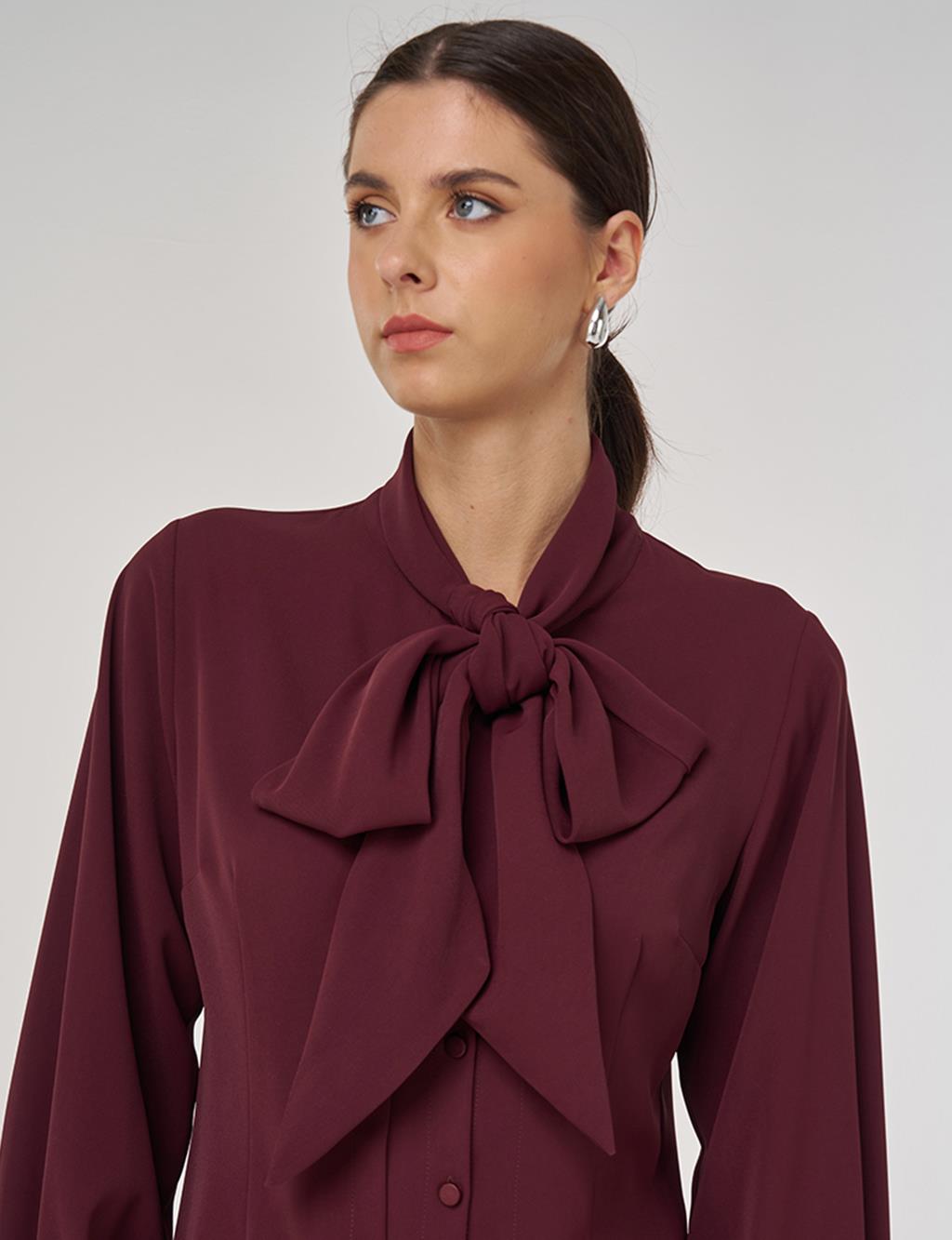 Shawl Collar Blouse in Burgundy