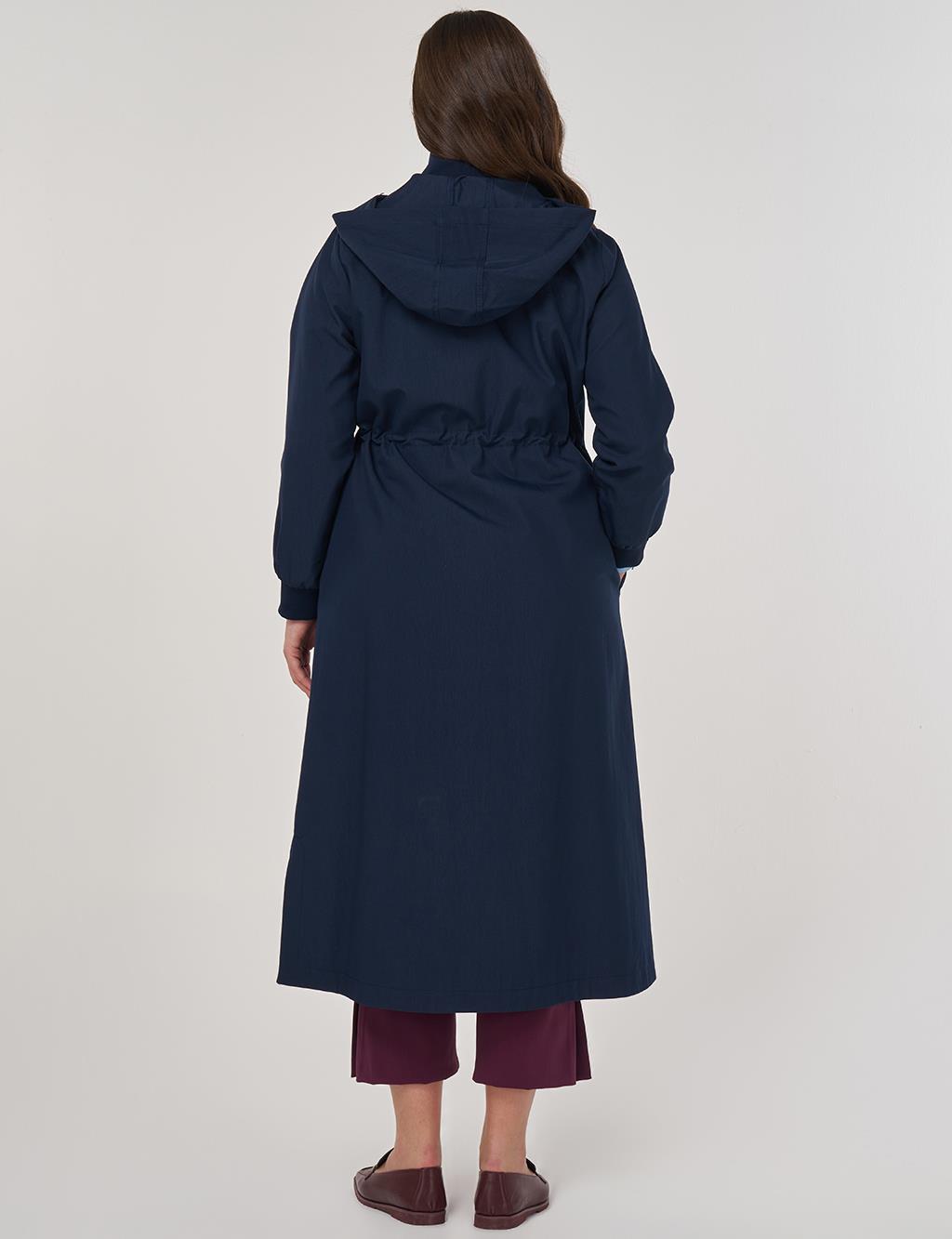 Hooded Stand-Up Jacket in Dark Navy