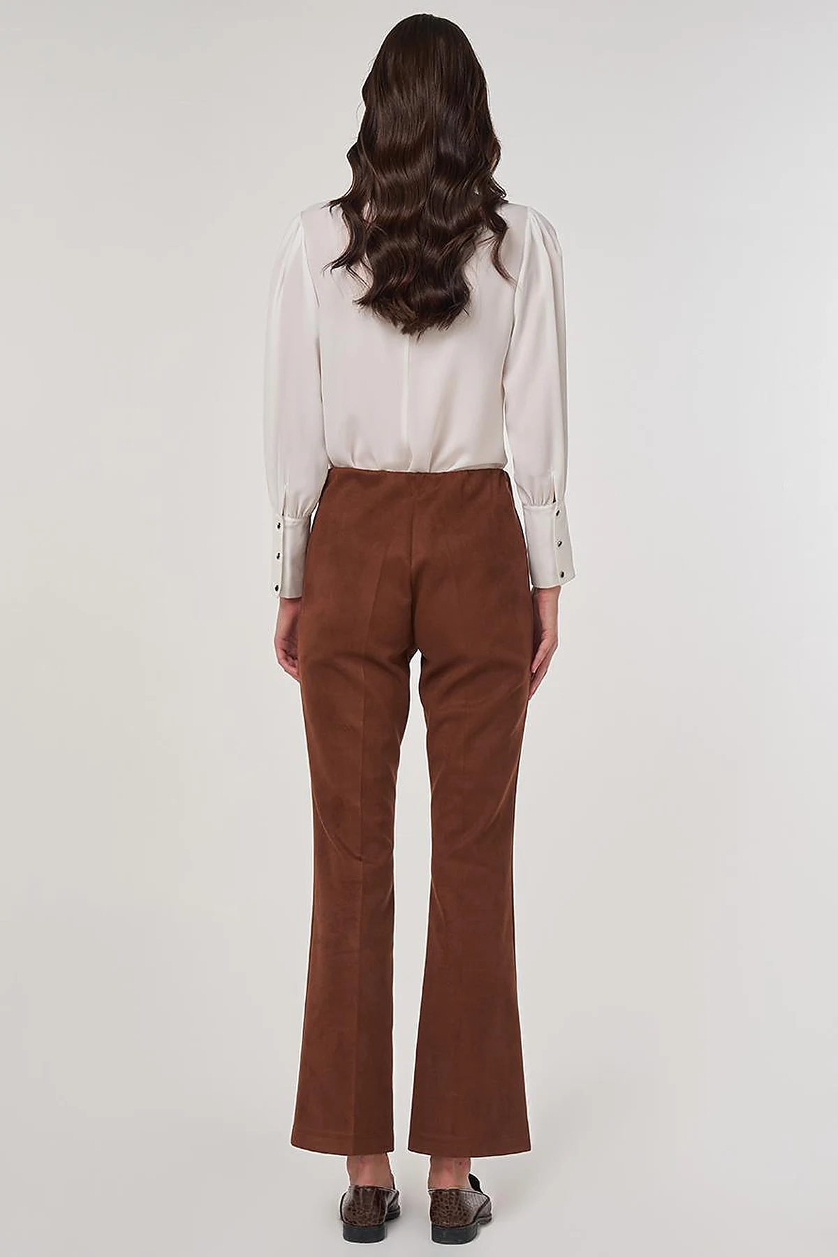 Flare Fit Suede Pants in Camel