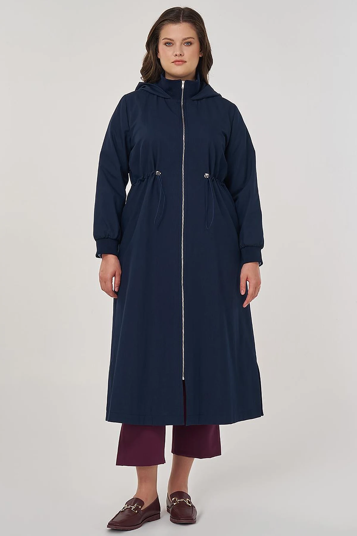 Hooded Stand-Up Jacket in Dark Navy