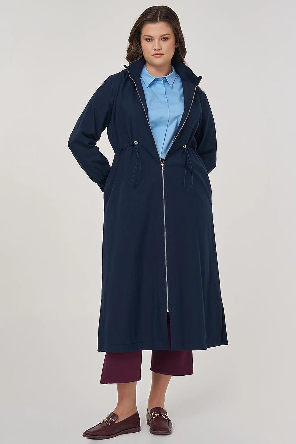 Hooded Stand-Up Jacket in Dark Navy