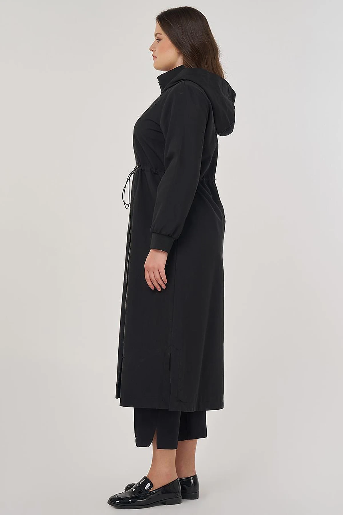 Hooded Stand-Up Jacket in Black