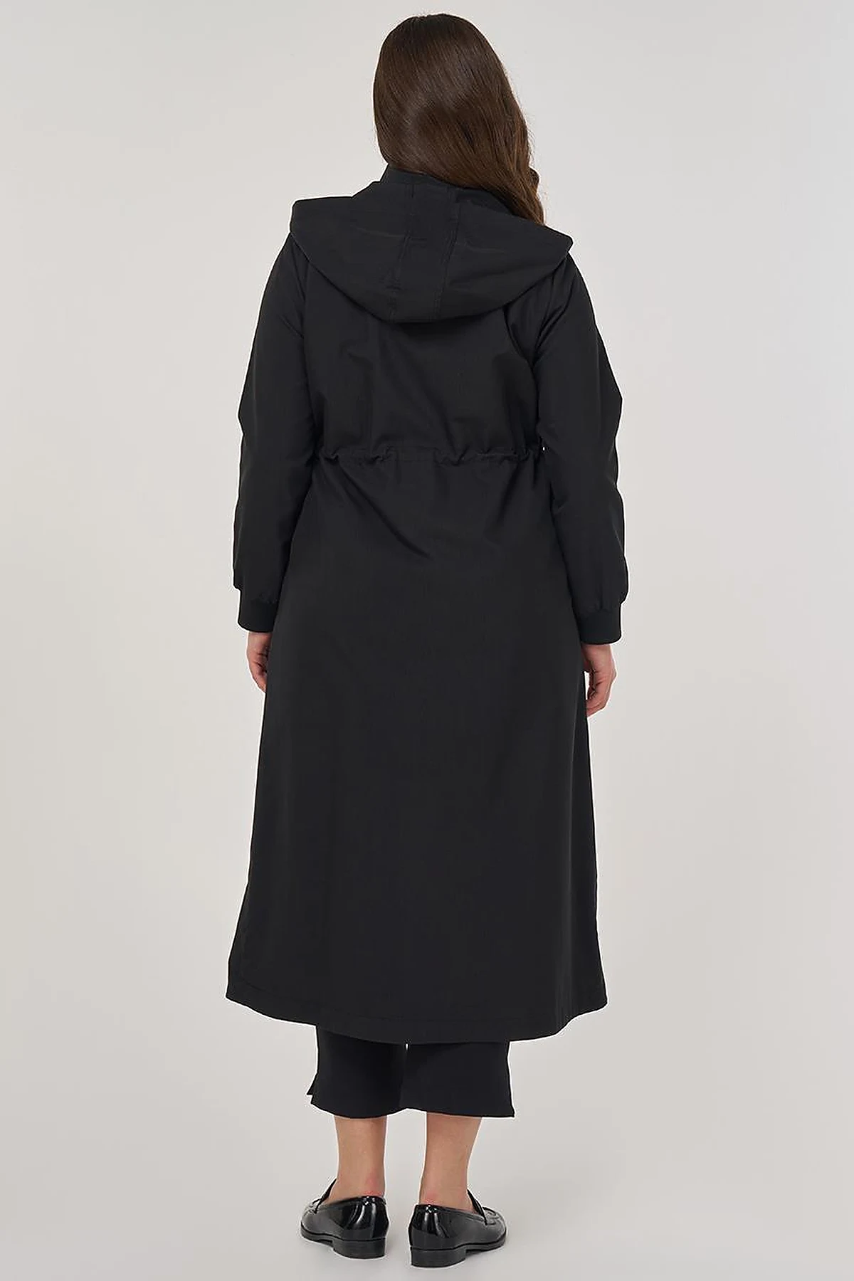 Hooded Stand-Up Jacket in Black