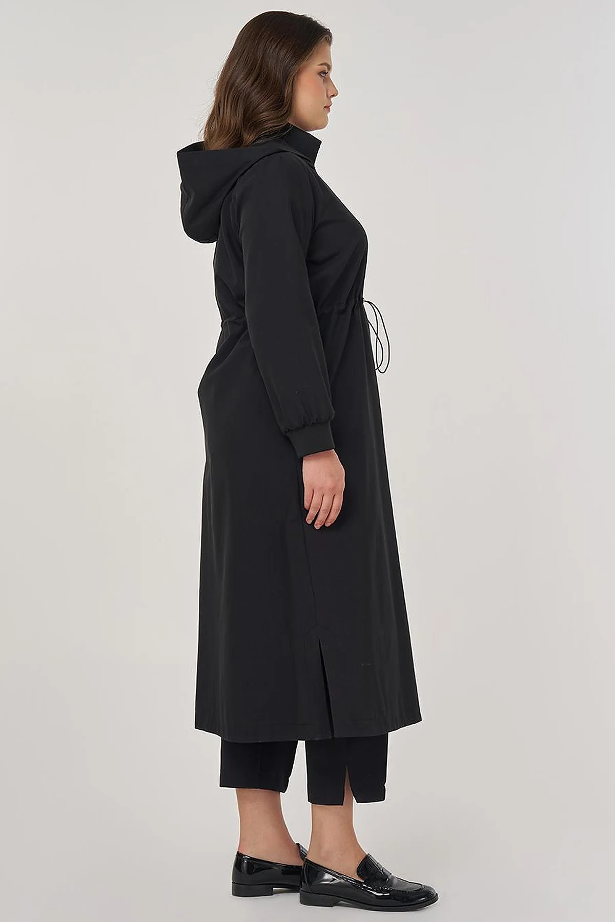Hooded Stand-Up Jacket in Black