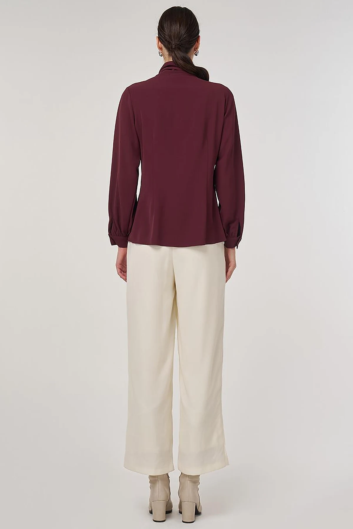 Shawl Collar Blouse in Burgundy