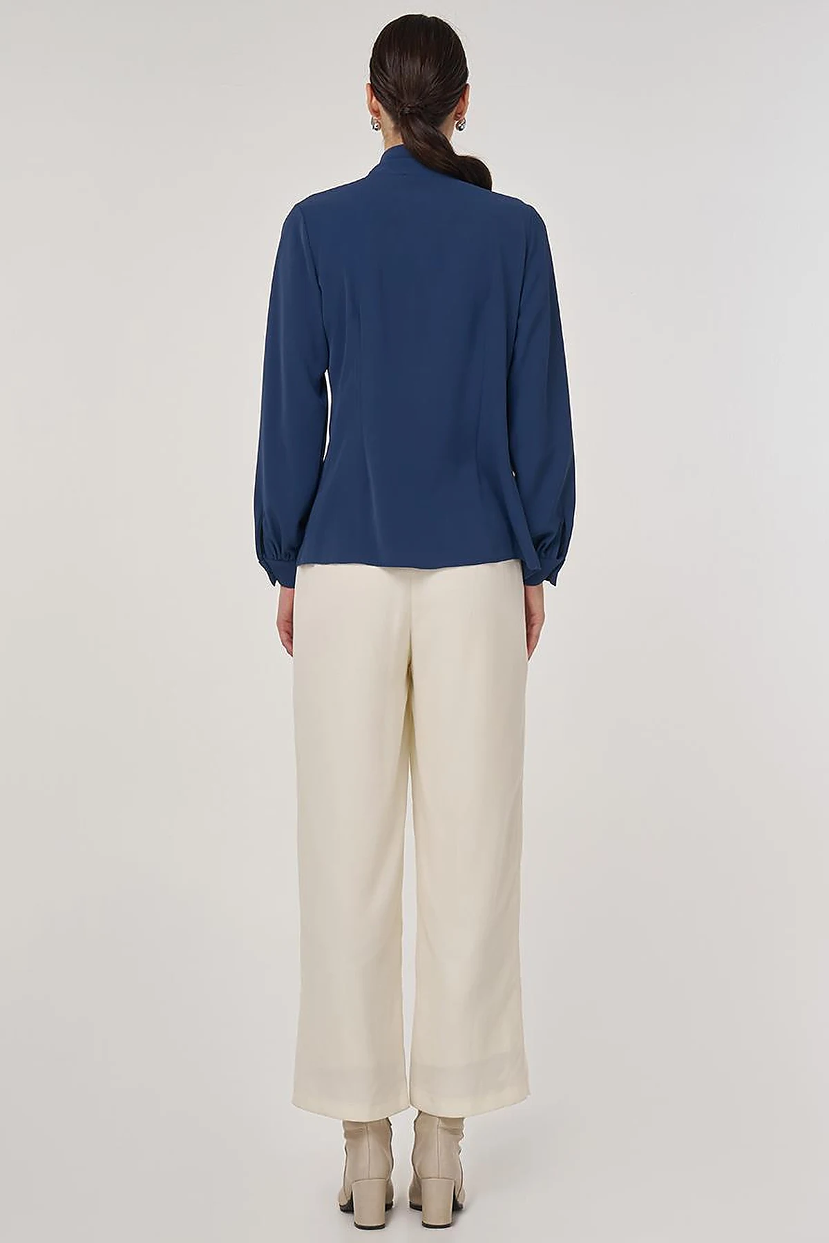 Shawl Collar Blouse in Indigo
