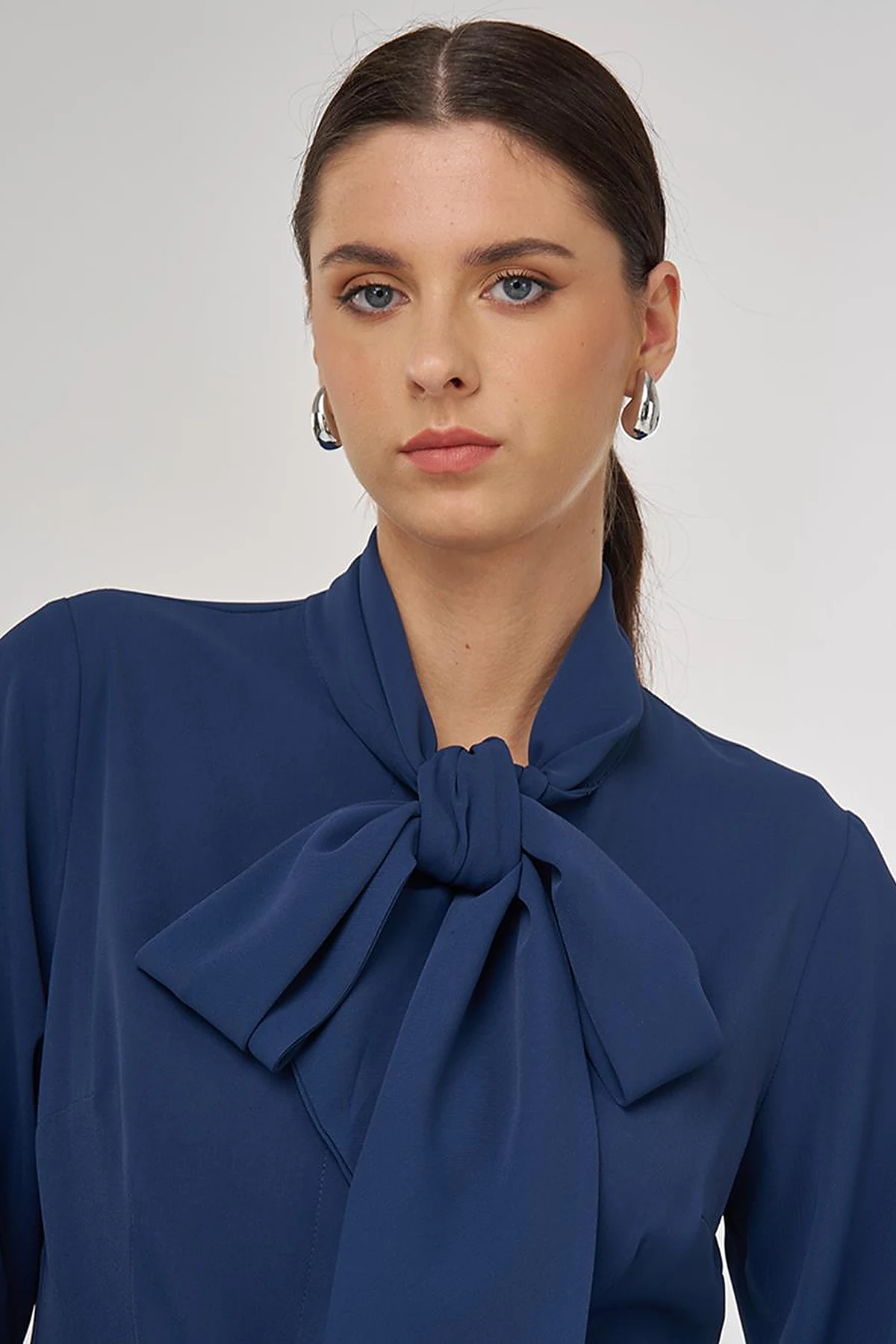 Shawl Collar Blouse in Indigo