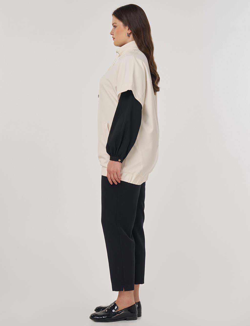 Stand-Up Collar Vest Cream