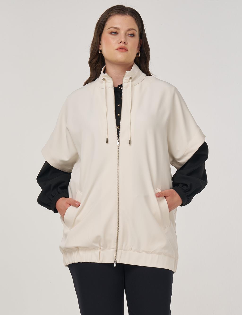 Stand-Up Collar Vest Cream