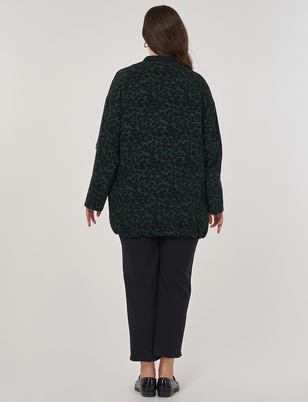 Leopard Print Viscose Jacket Forest Green