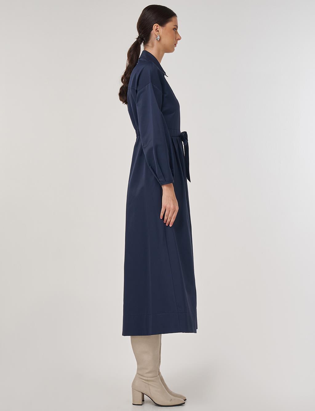 Embroidered Maxi Dress in Dark Navy