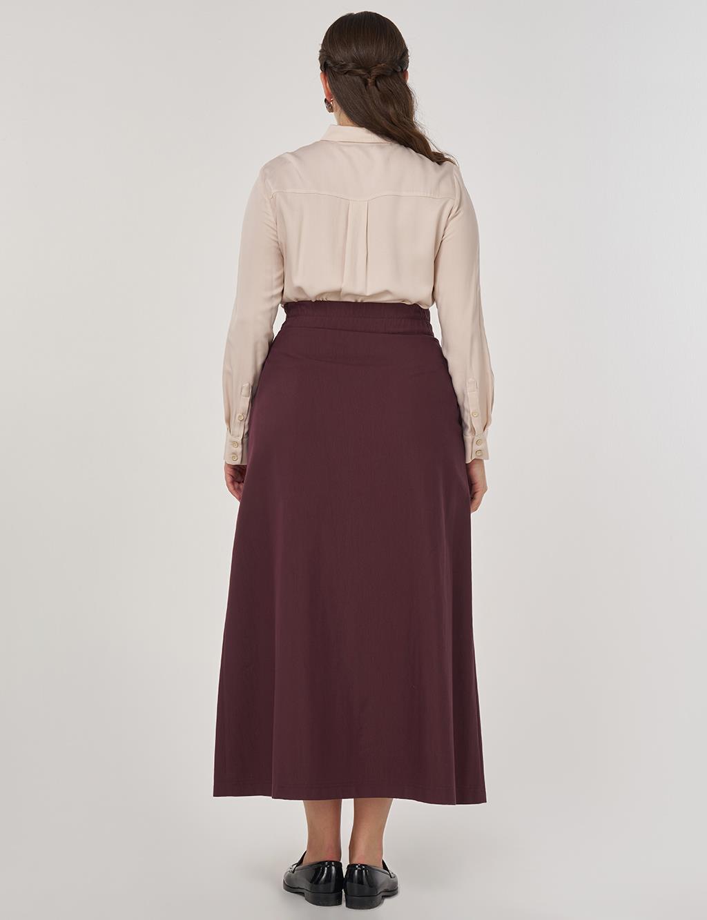 Lace-Up A-Line Skirt in Dark Burgundy