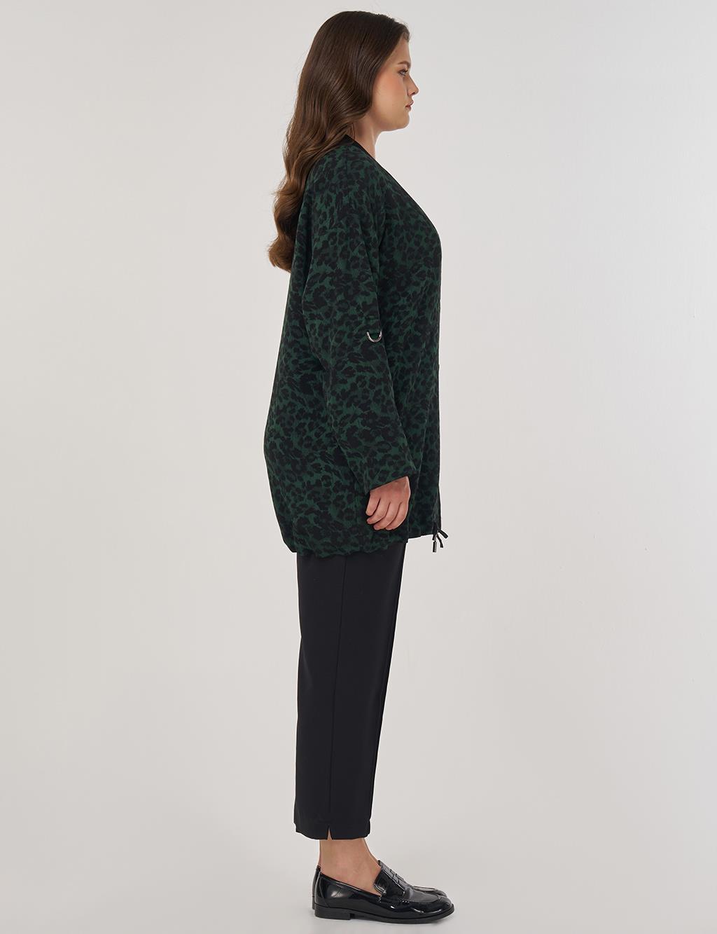 Leopard Print Viscose Jacket Forest Green