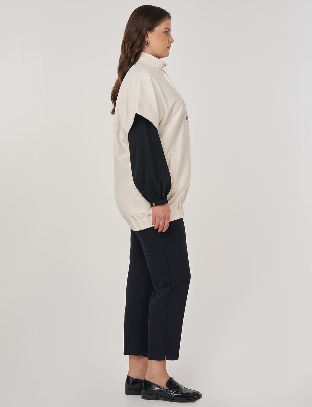 Stand-Up Collar Vest Cream