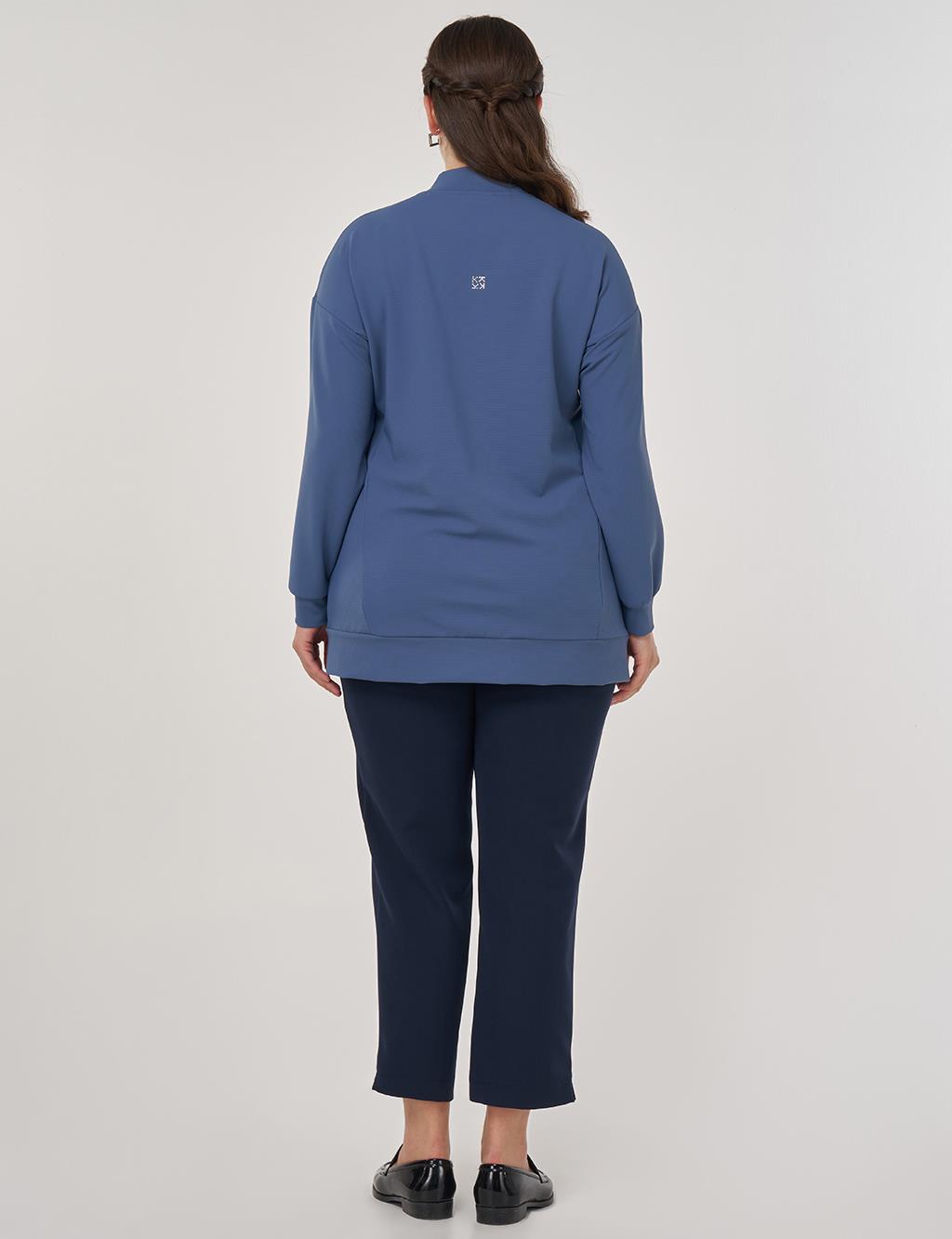 College Collar Hotfix Printed Sweatshirt in Indigo