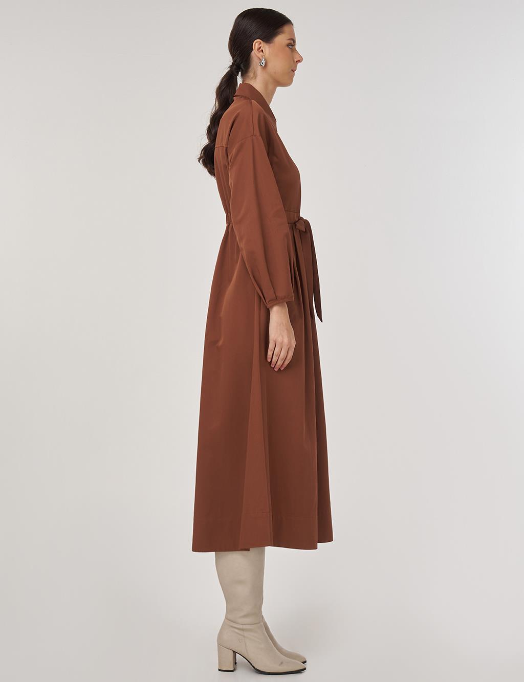 Embroidered Maxi Dress in Coffee