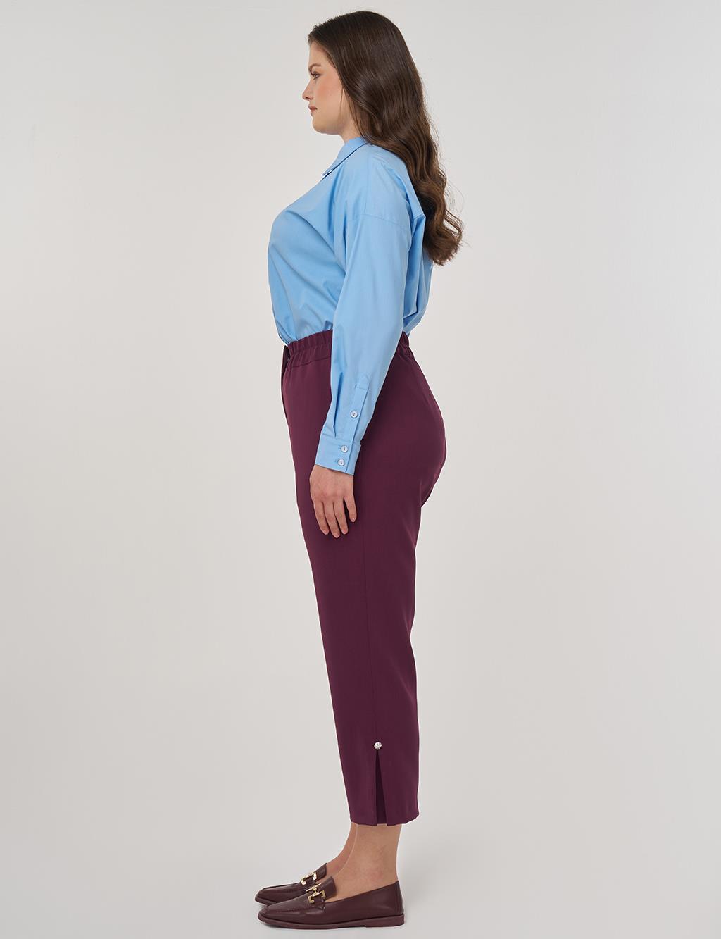 Slit Detail Relaxed Fit Pants Fig Color