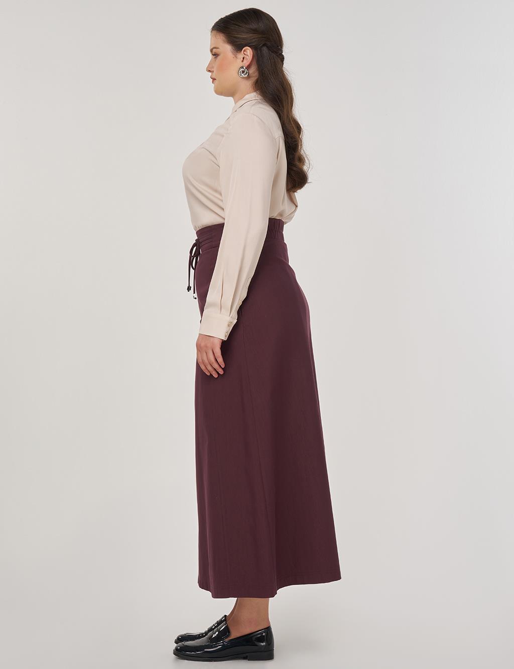 Lace-Up A-Line Skirt in Dark Burgundy