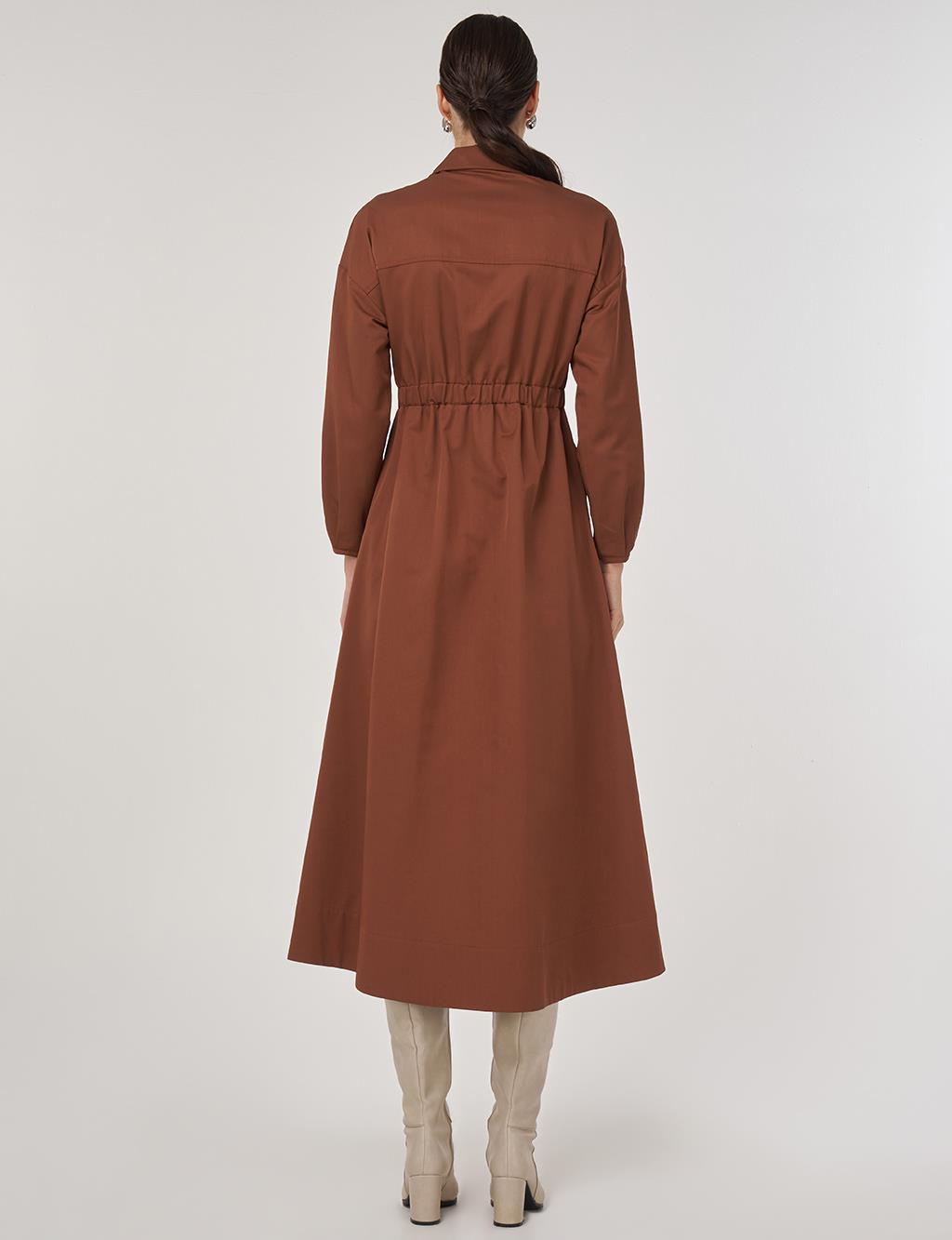 Embroidered Maxi Dress in Coffee