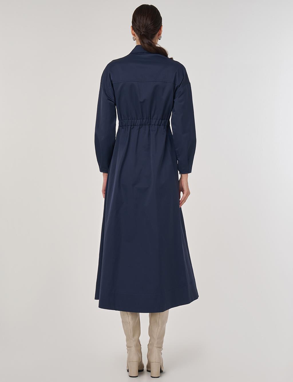 Embroidered Maxi Dress in Dark Navy