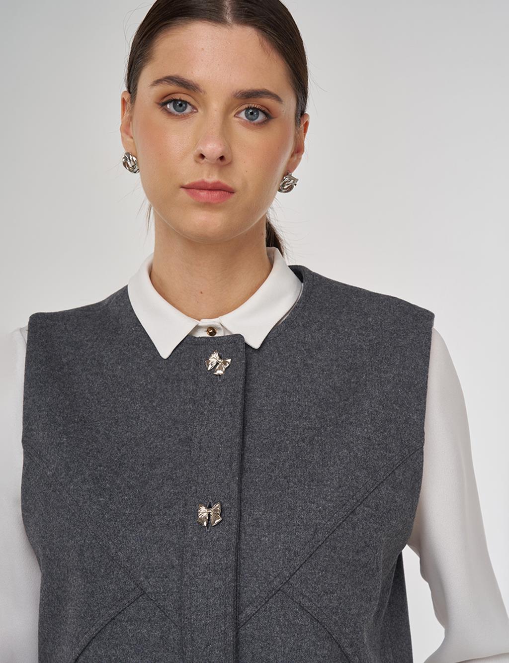 Parça Dikişli Yün Etekli Takım Füme 