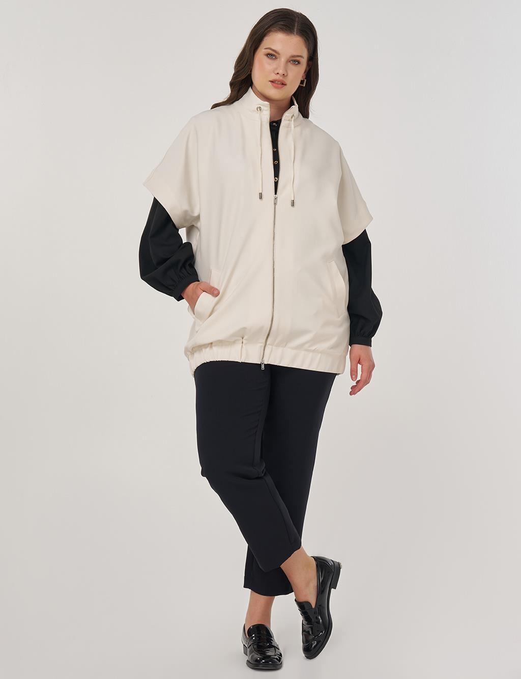 Stand-Up Collar Vest Cream