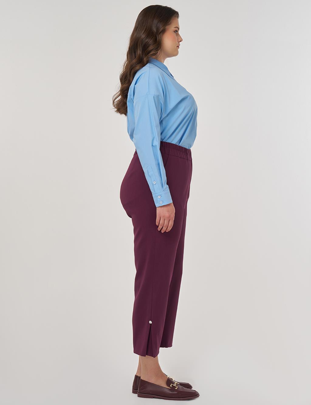 Slit Detail Relaxed Fit Pants Fig Color