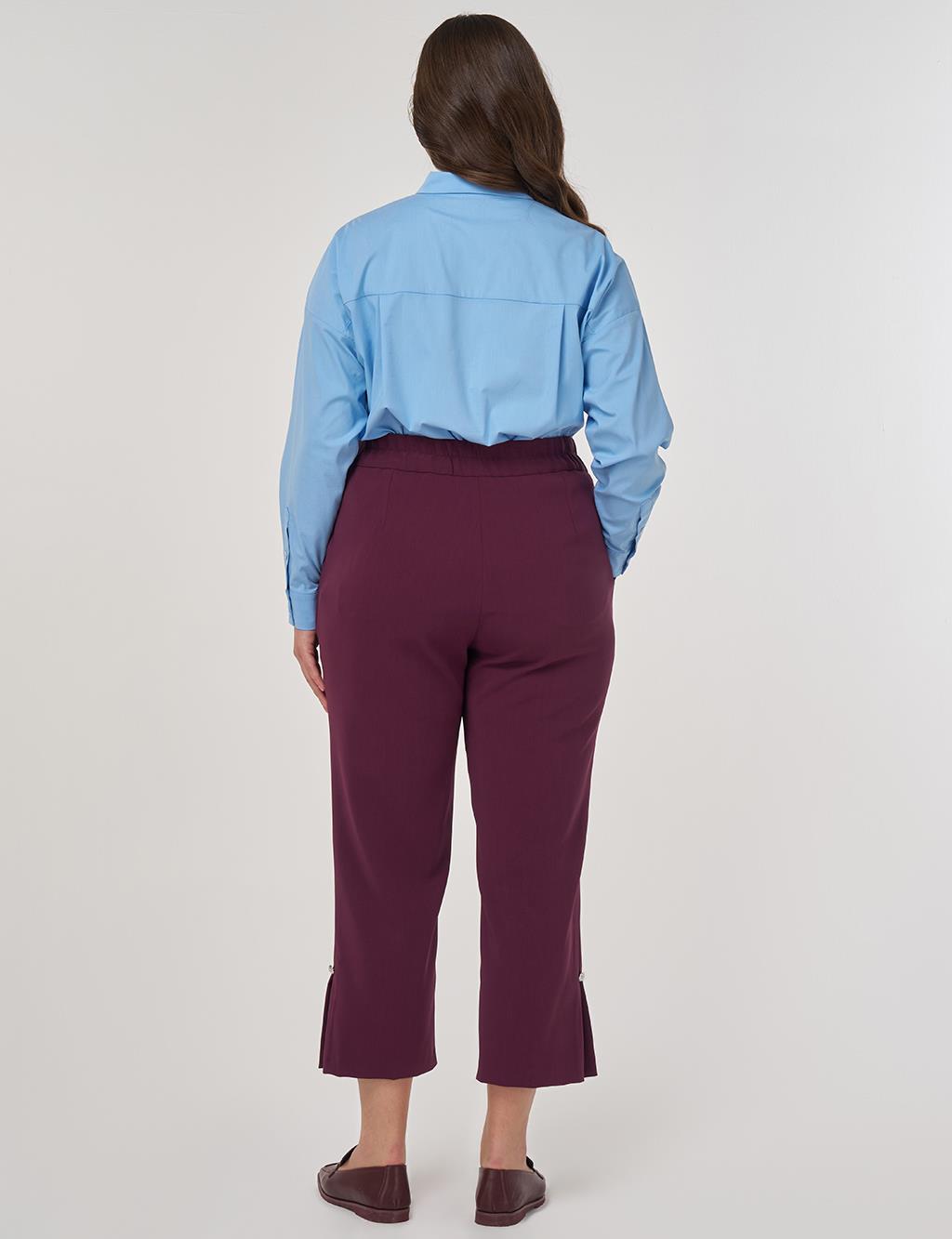 Slit Detail Relaxed Fit Pants Fig Color