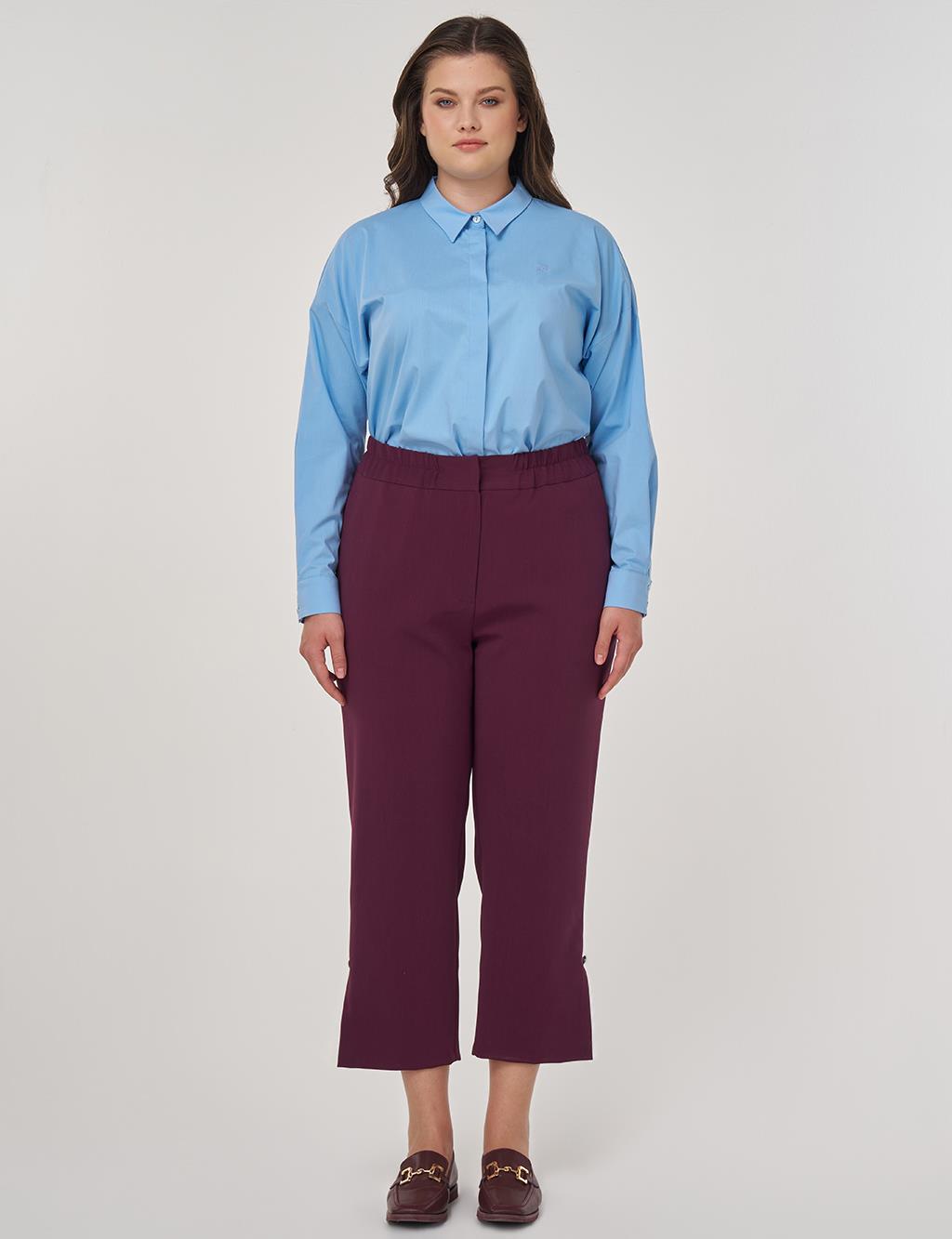 Slit Detail Relaxed Fit Pants Fig Color