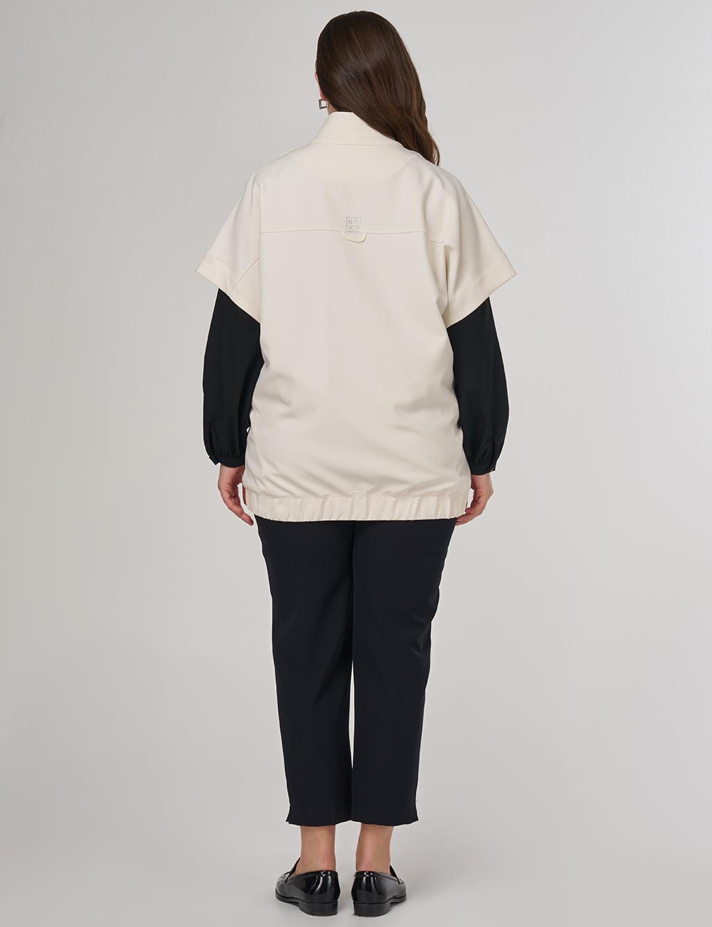 Stand-Up Collar Vest Cream