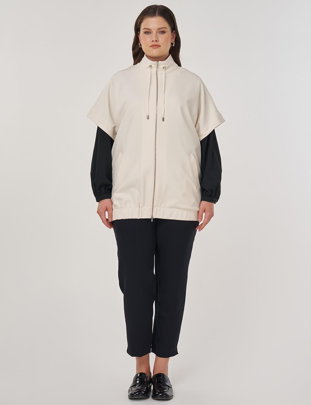 Stand-Up Collar Vest Cream