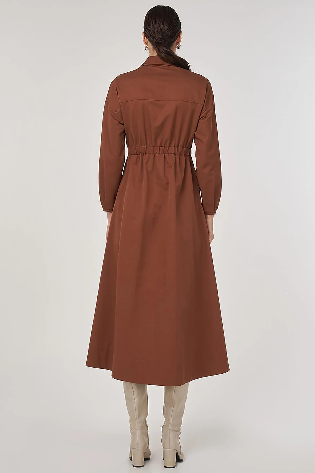 Embroidered Maxi Dress in Coffee