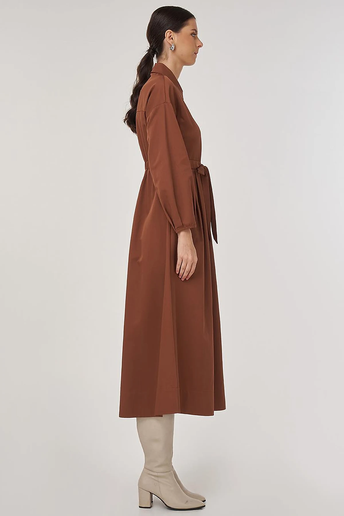 Embroidered Maxi Dress in Coffee