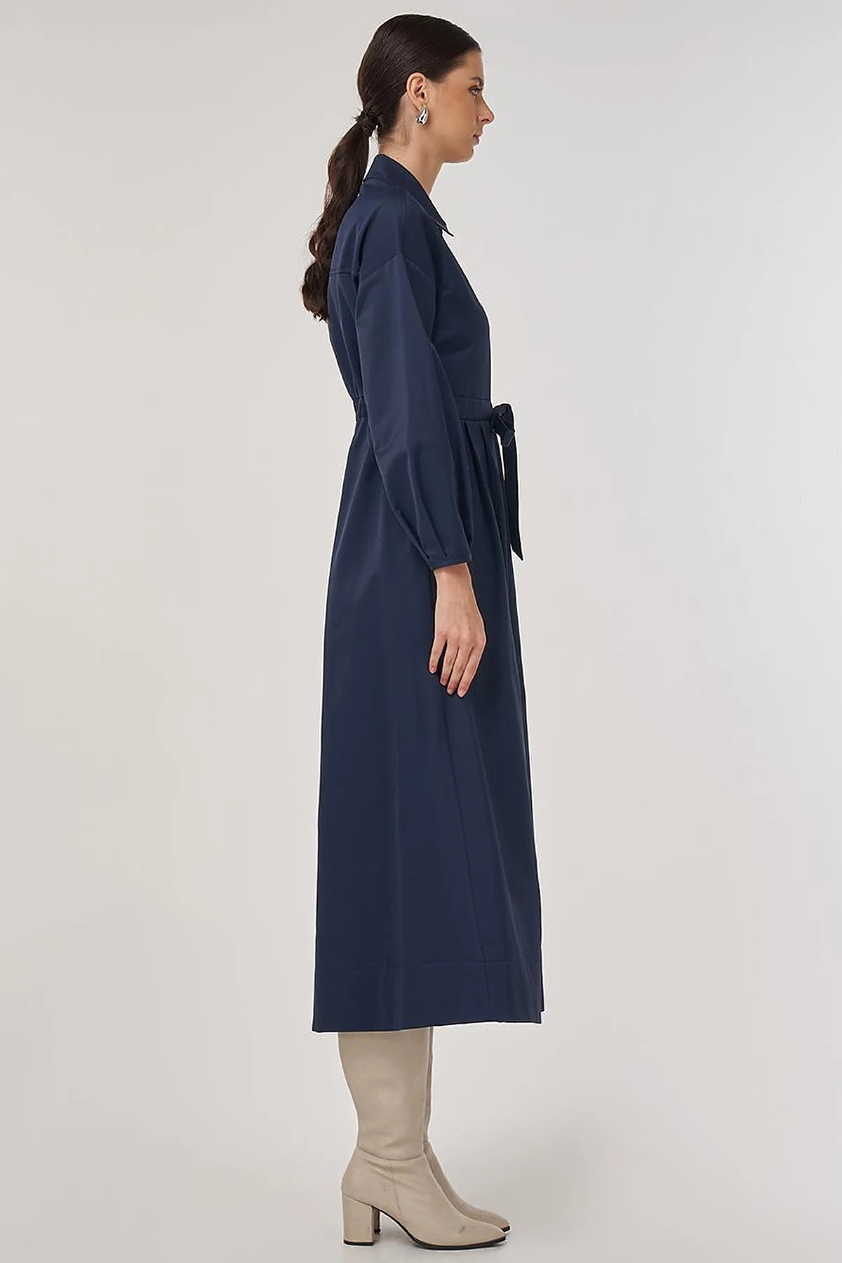 Embroidered Maxi Dress in Dark Navy