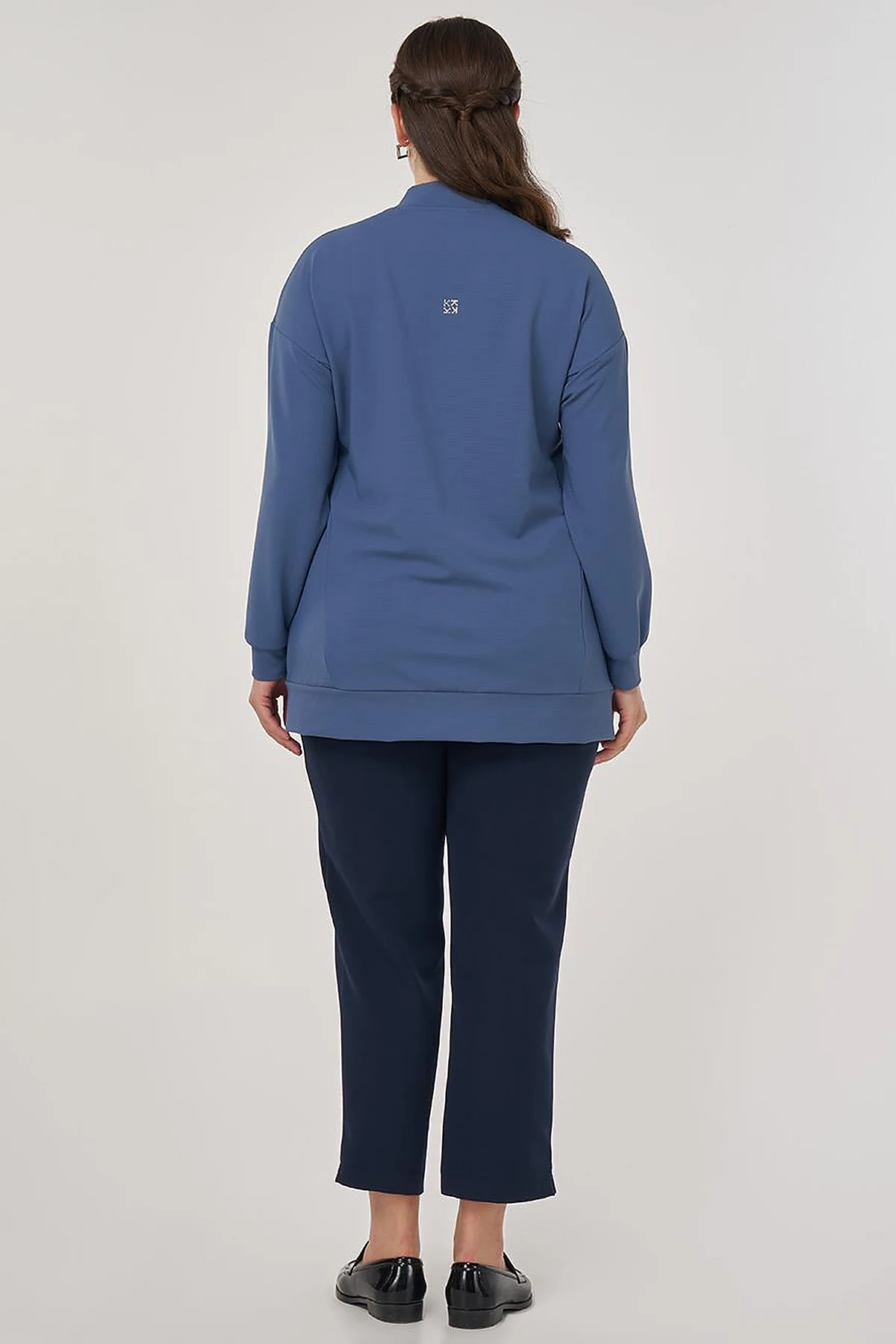 College Collar Hotfix Printed Sweatshirt in Indigo