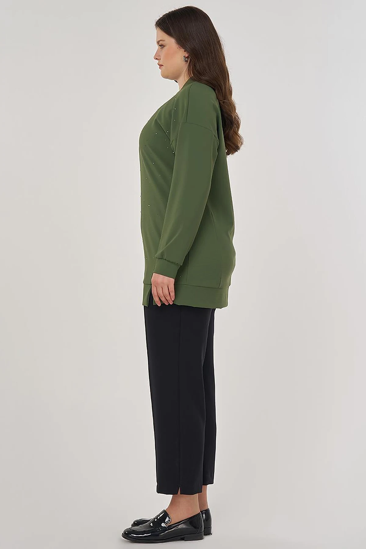 College Collar Hotfix Printed Sweatshirt in Forest Green