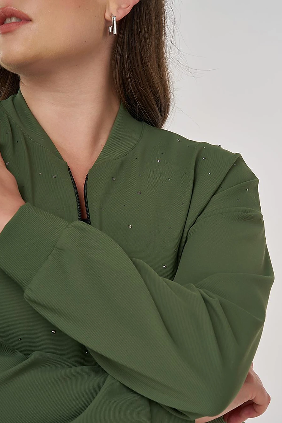 College Collar Hotfix Printed Sweatshirt in Forest Green