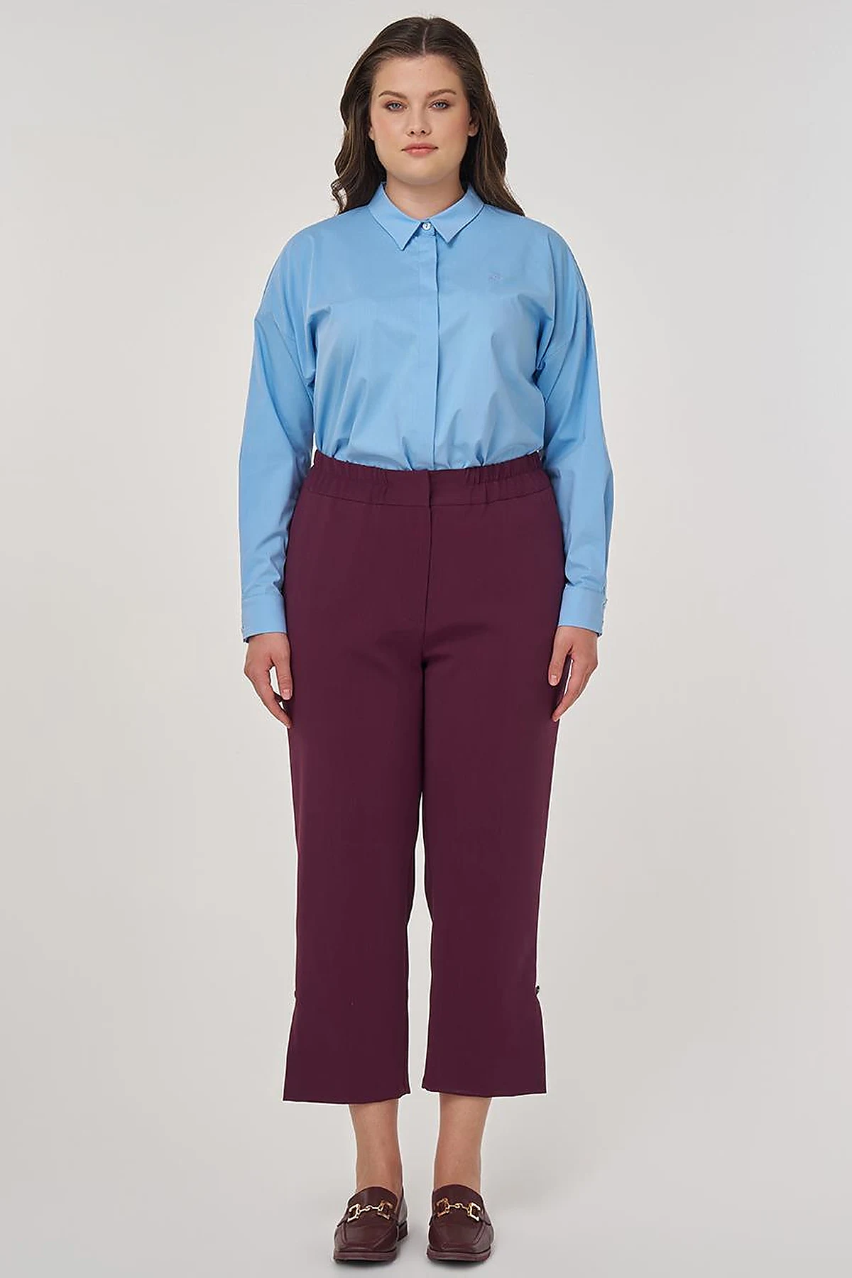 Slit Detail Relaxed Fit Pants Fig Color