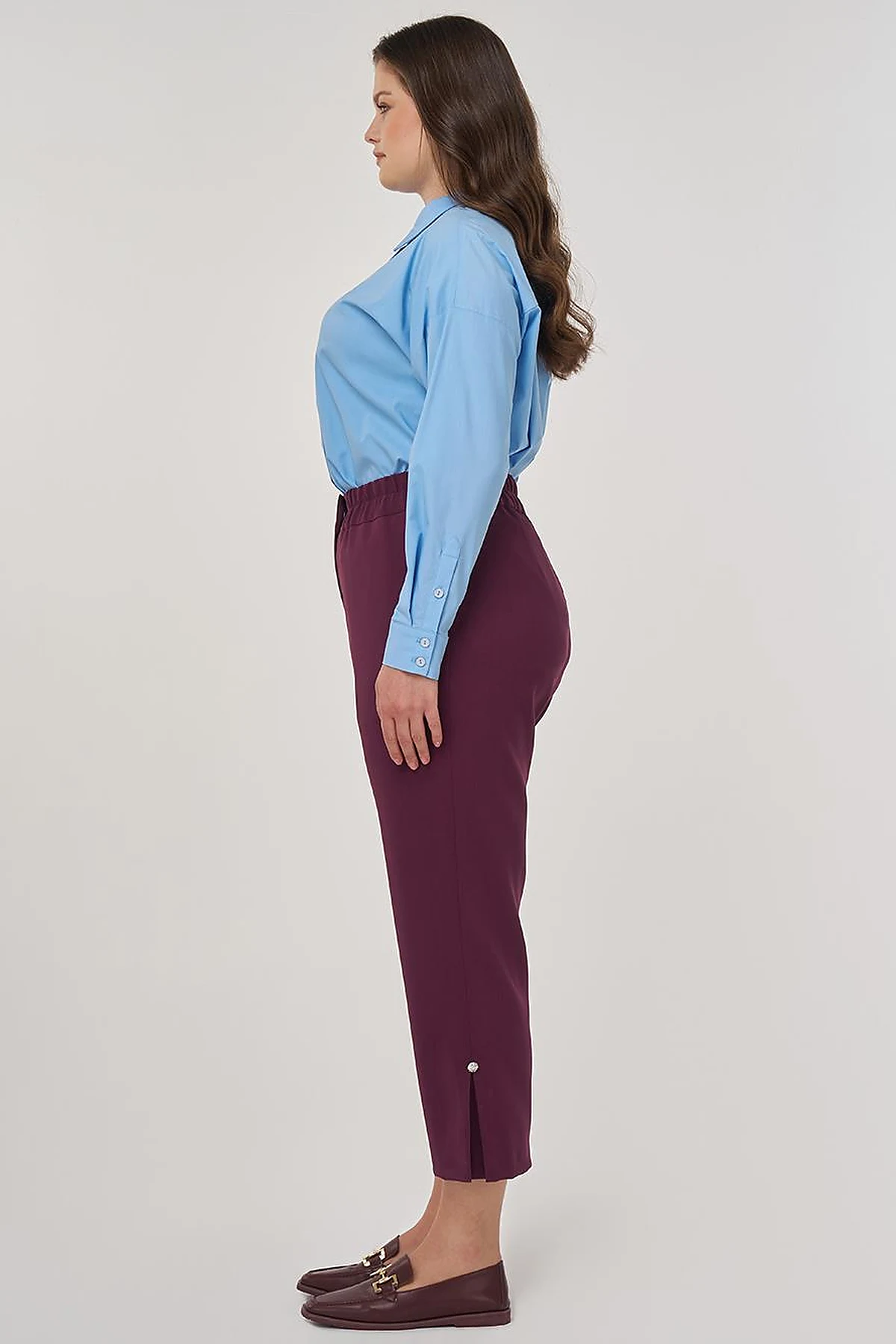 Slit Detail Relaxed Fit Pants Fig Color