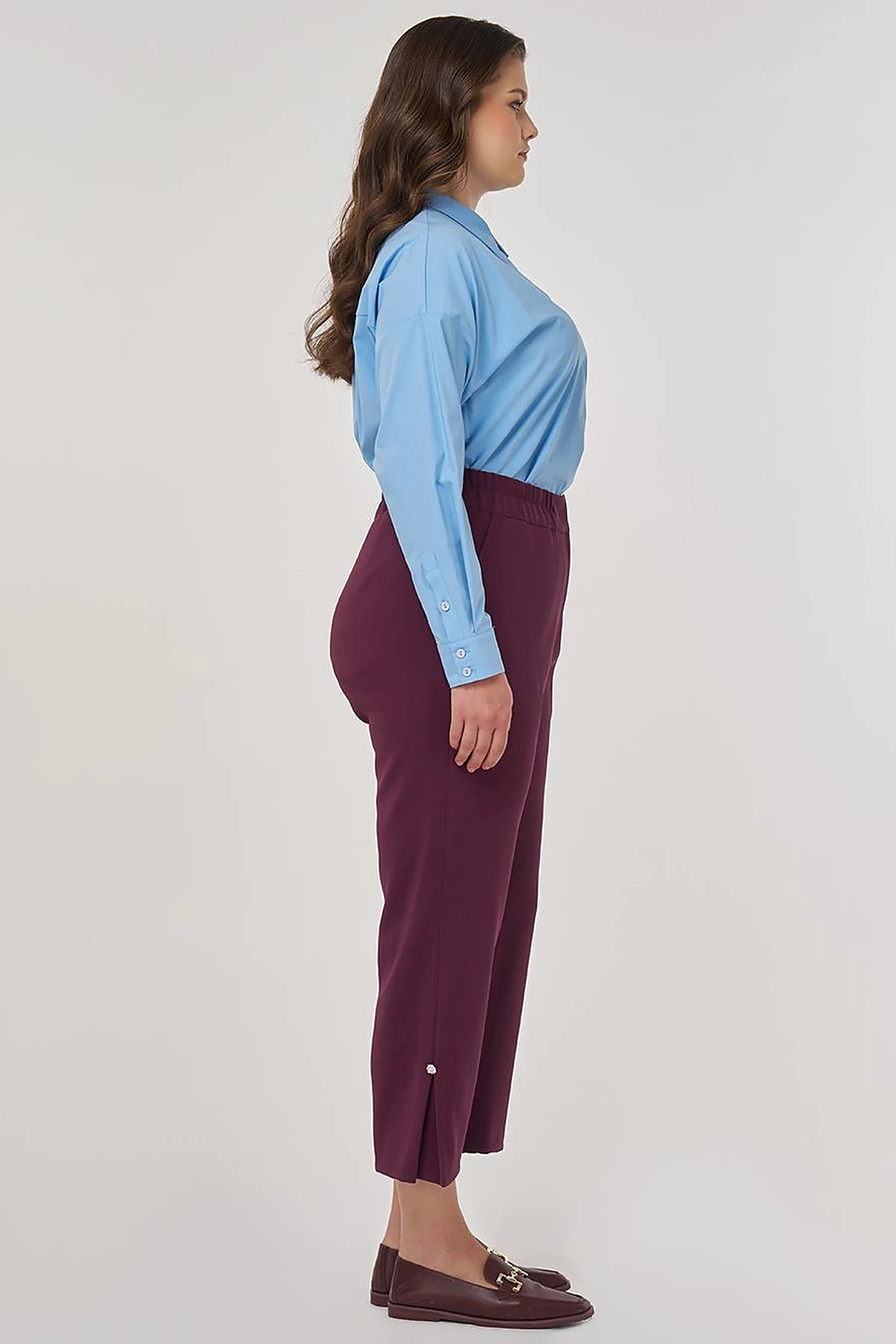 Slit Detail Relaxed Fit Pants Fig Color