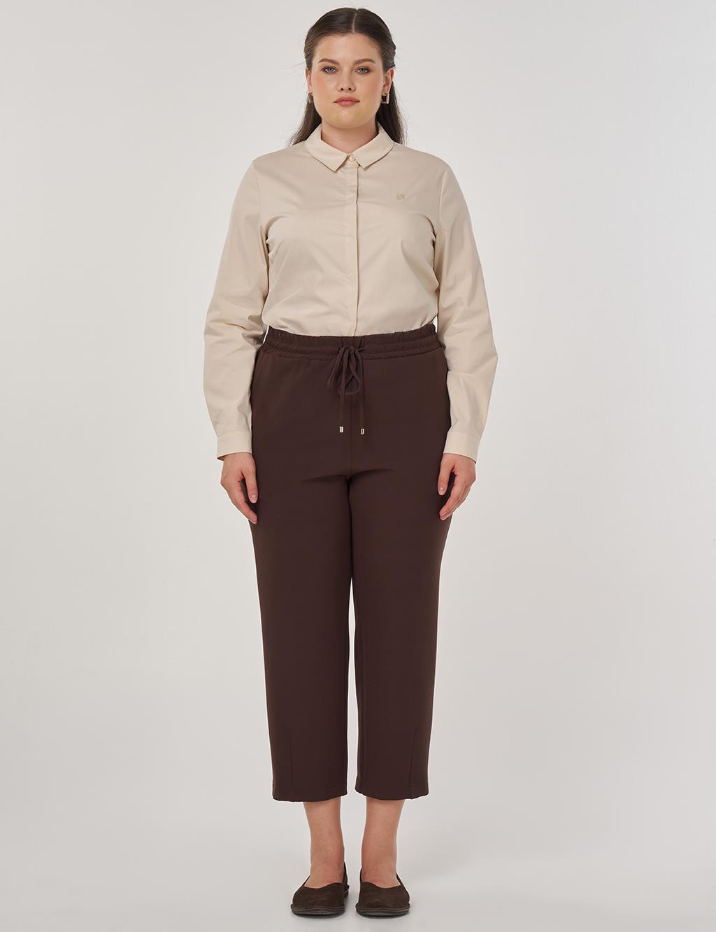 Lace-Up Relaxed-Fit Trousers in Dark Brown