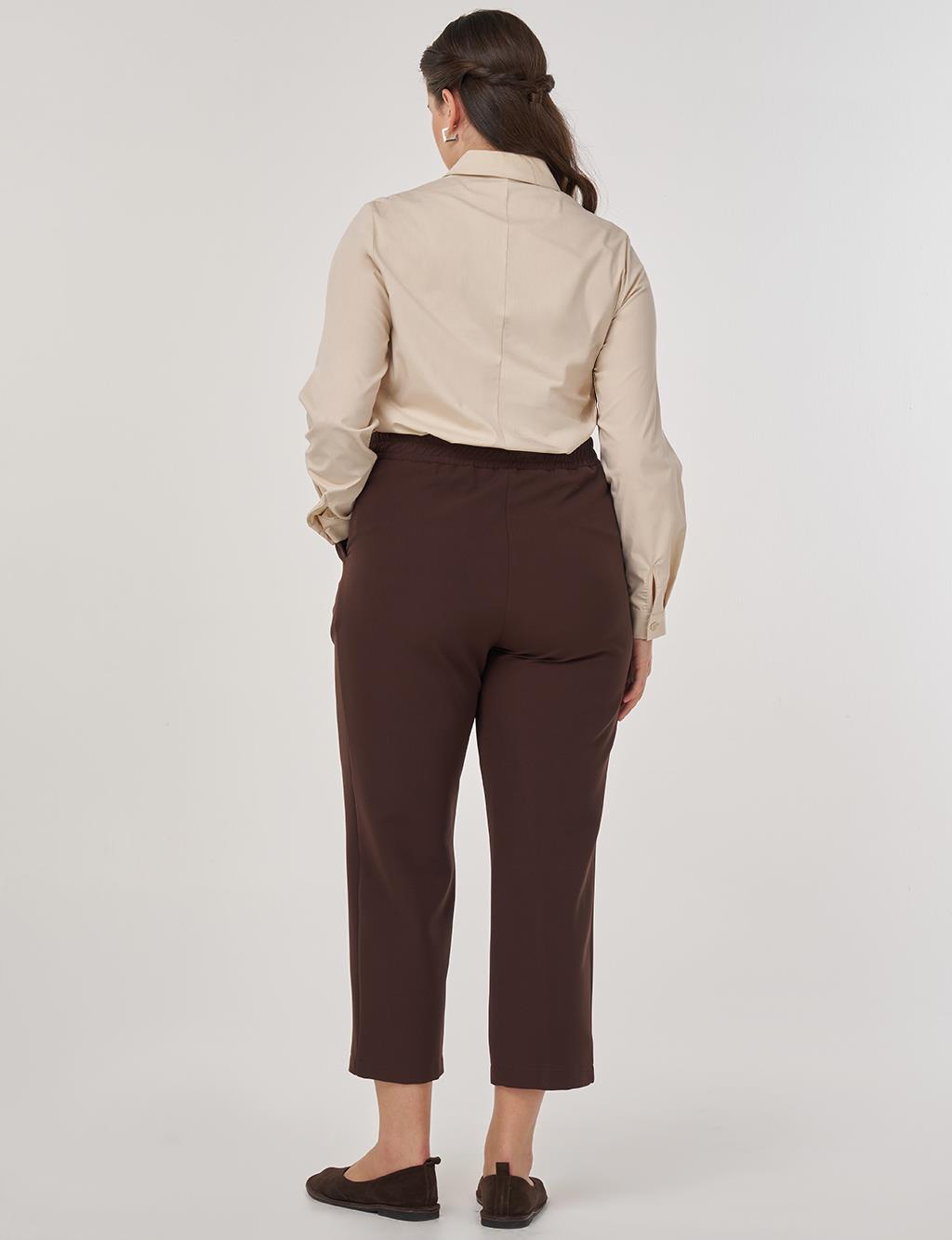 Lace-Up Relaxed-Fit Trousers in Dark Brown
