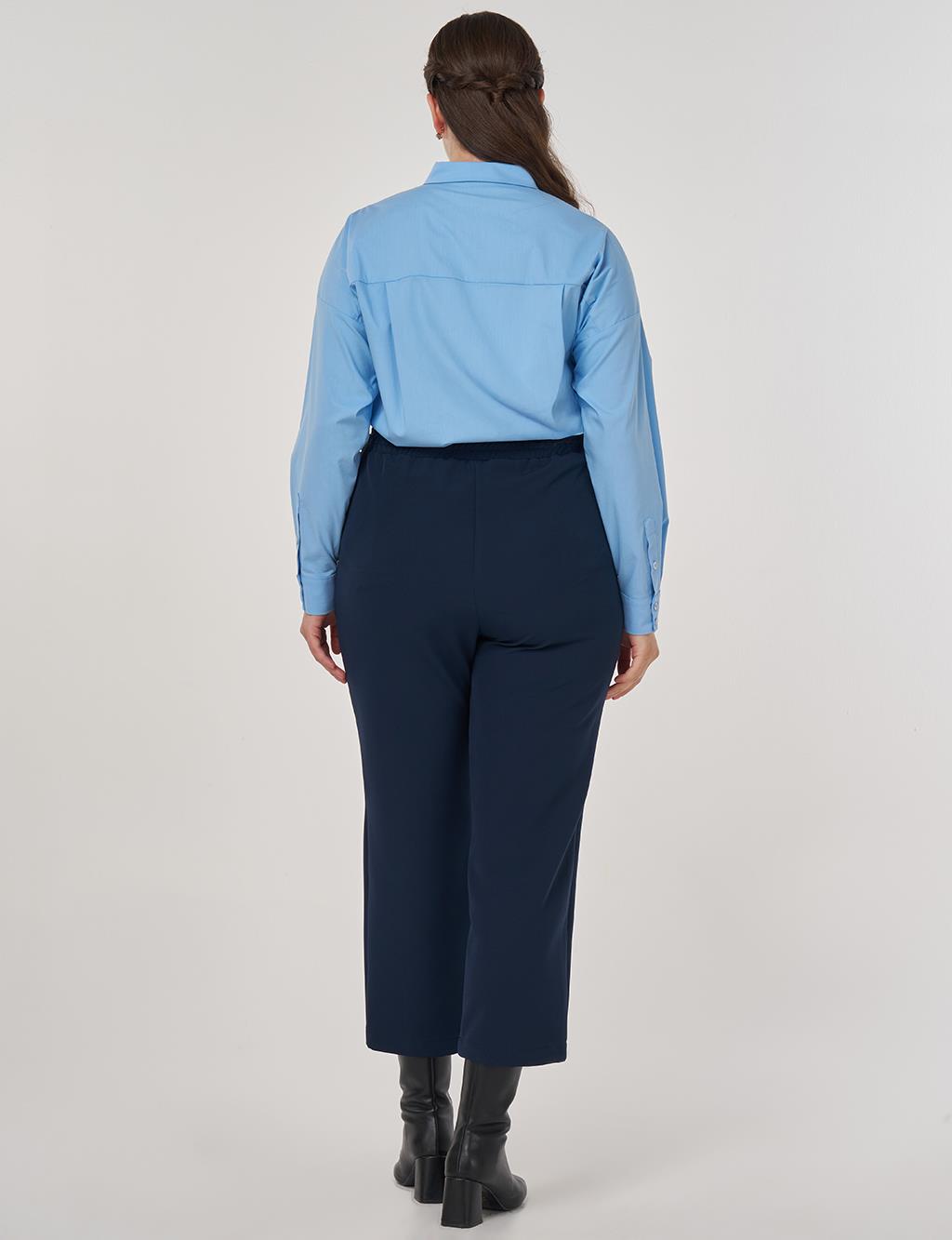 Lace-Up Relaxed-Fit Pants in Dark Navy
