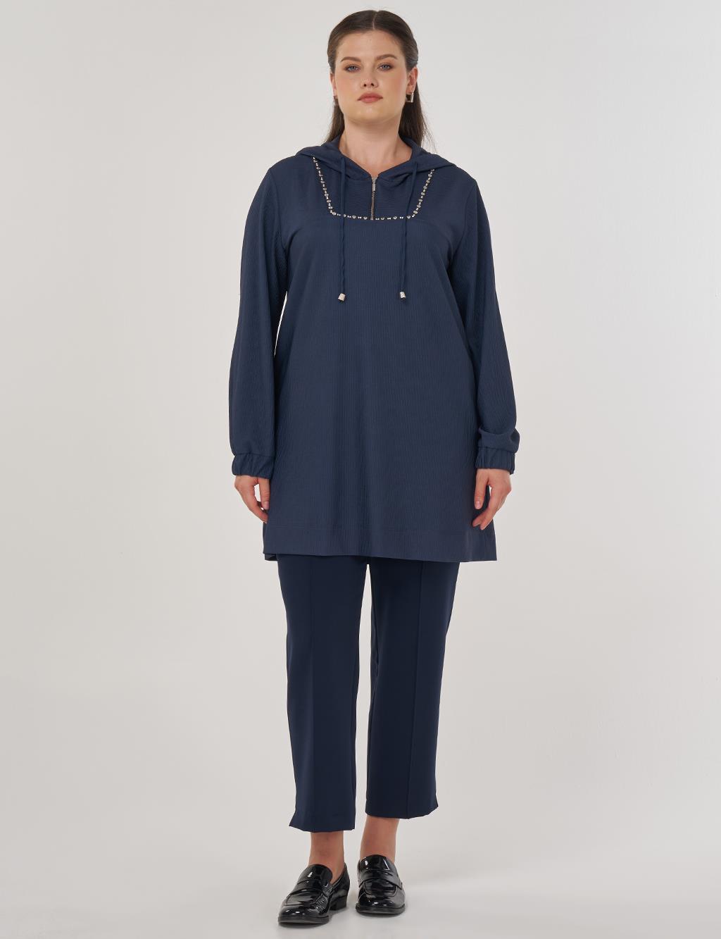 Troque Printed Hooded Sweatshirt Indigo