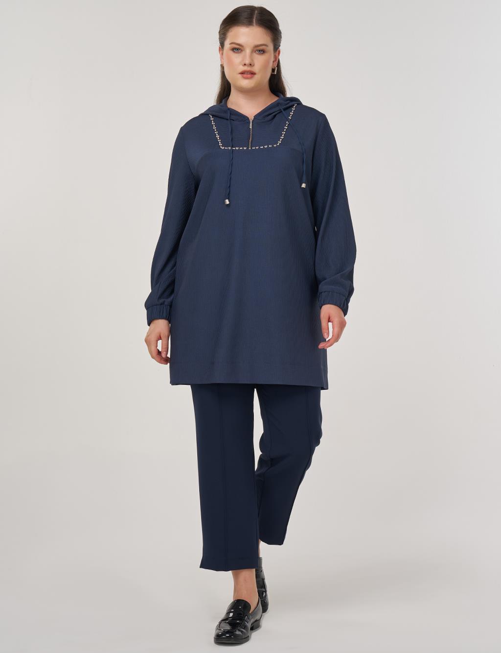 Troque Printed Hooded Sweatshirt Indigo