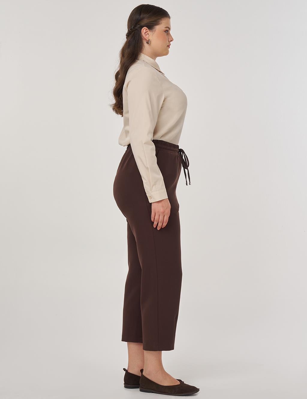 Lace-Up Relaxed-Fit Trousers in Dark Brown