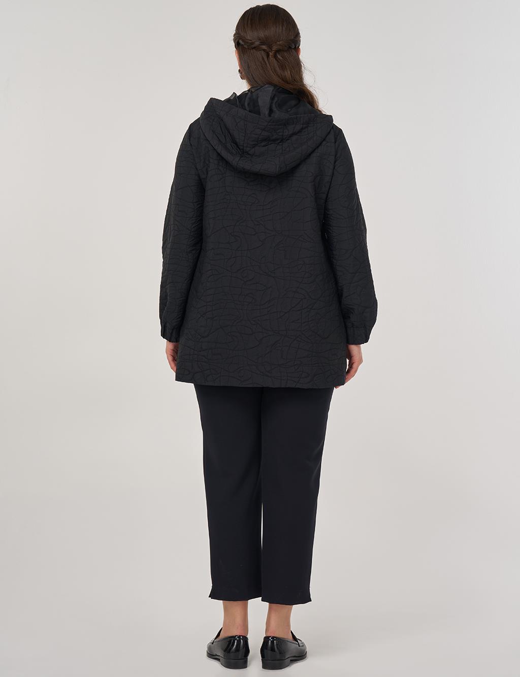 Embossed Pattern Tunic Black