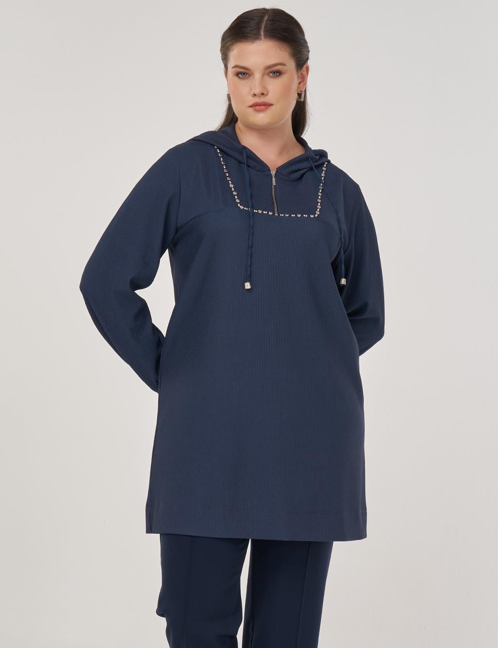 Troque Printed Hooded Sweatshirt Indigo